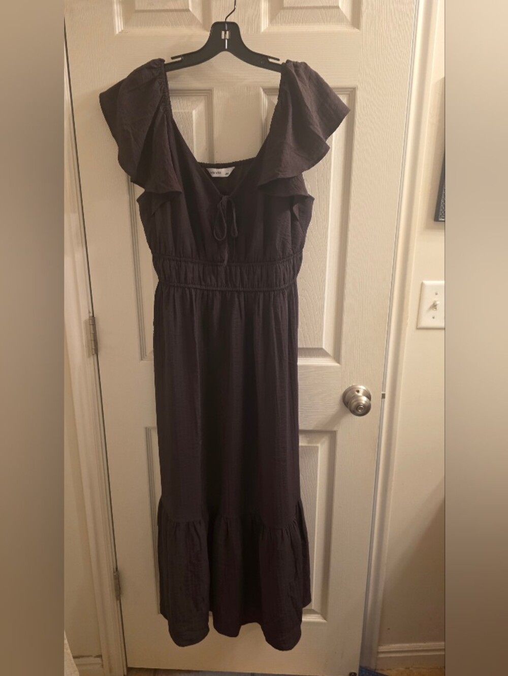 Nine West Dark Brown Ruffled Maxi Dress Size L